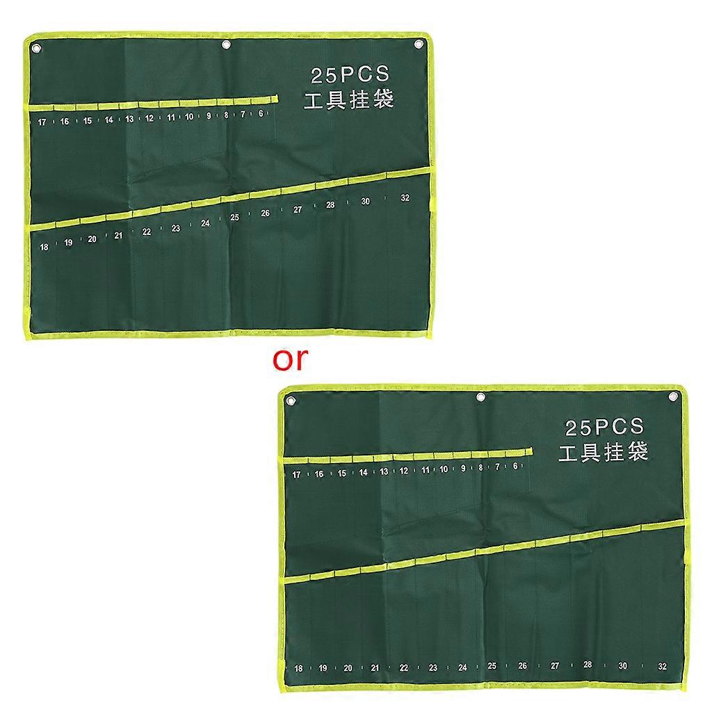 25 Pockets Durable Canvas Spanner Wrench Tool Roll Up Storage Bag