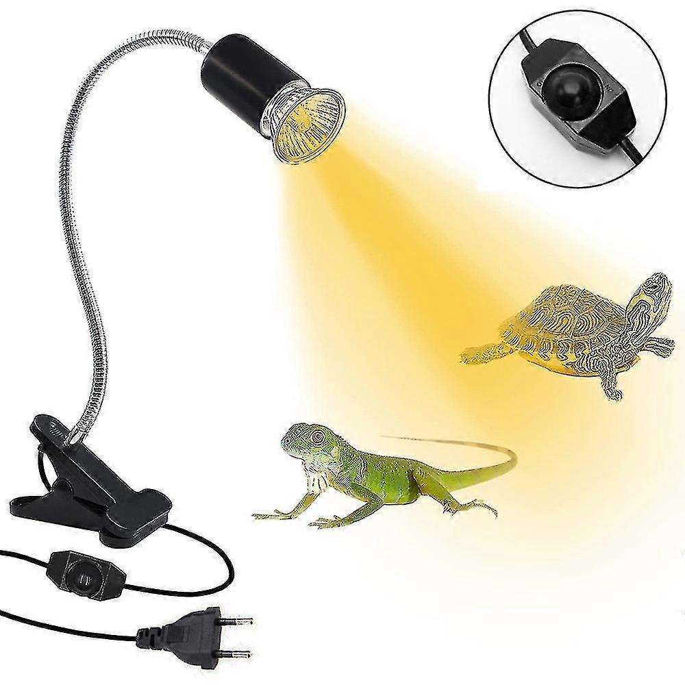 Reptile Heat Lamp Tortoise Basking Spot Lamp Turtle 360rotatable Light Clamp Flexible Ceramic Clip Desk Light Holder Socket With Dimmable Switch For A