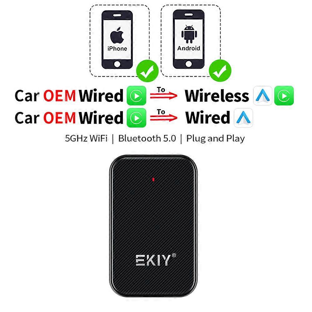EKIY A2 Wired to Wireless Android Auto Adapter For Wired Android Auto Cars Smart Ai Box Bluetooth WiFi Spotify Auto Connect Map