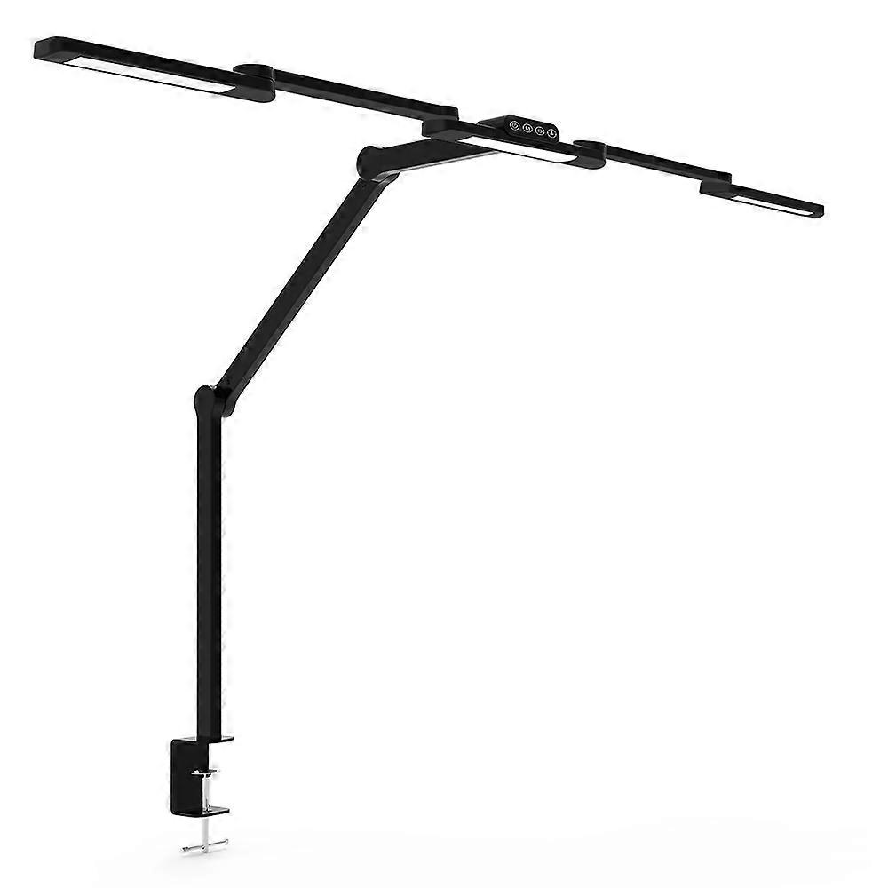 Double Head LED Desk Lamp, Clip-on Swing Arm, L-Shaped Architect Table Lamp, Dimmable Convertible Reading Lamp, Computer Lamp, 24W