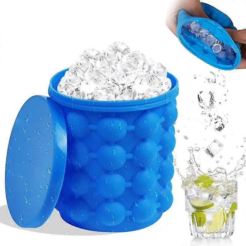 1pc Silicone Ice Bucket Ice Maker,Blue Space Saving Ice Cube Maker Bucket