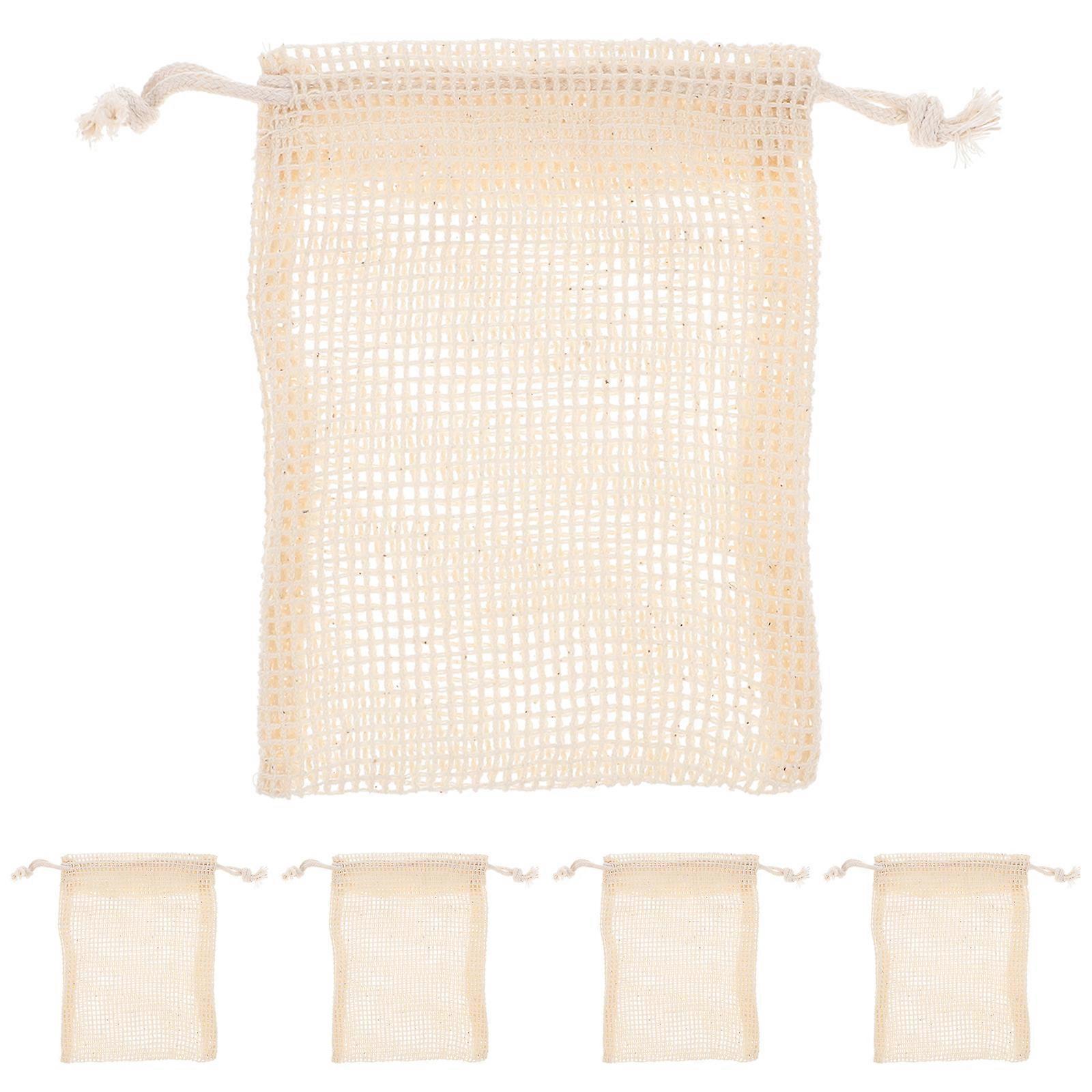 5Pcs Cottton And Linen Bathing Soap Bags Reusable Bathing Soap Bags Soap Pouch