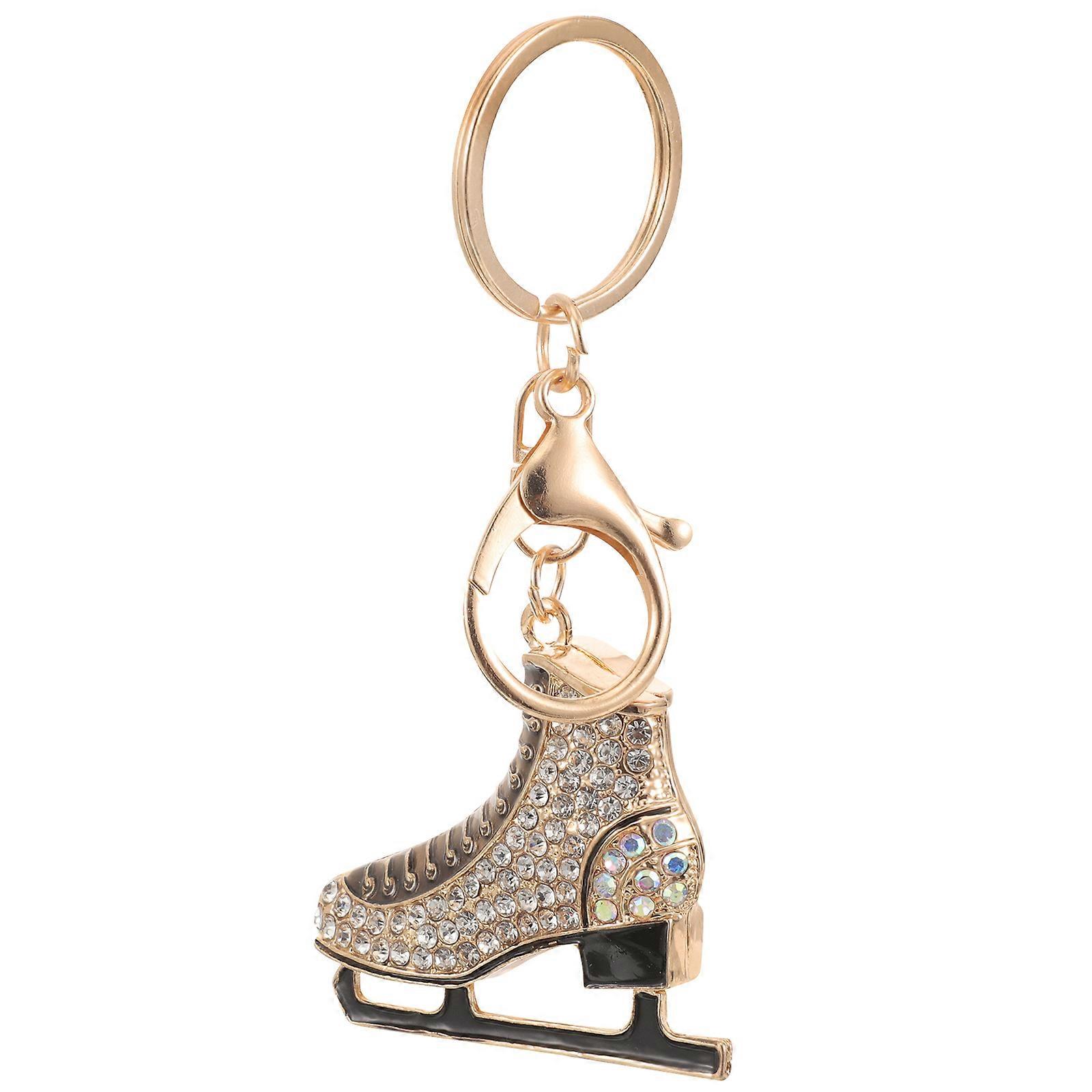 Adorable Skating Key Chain Delicate Rhinestone Skating Pendant Multi-function Bag Pendant