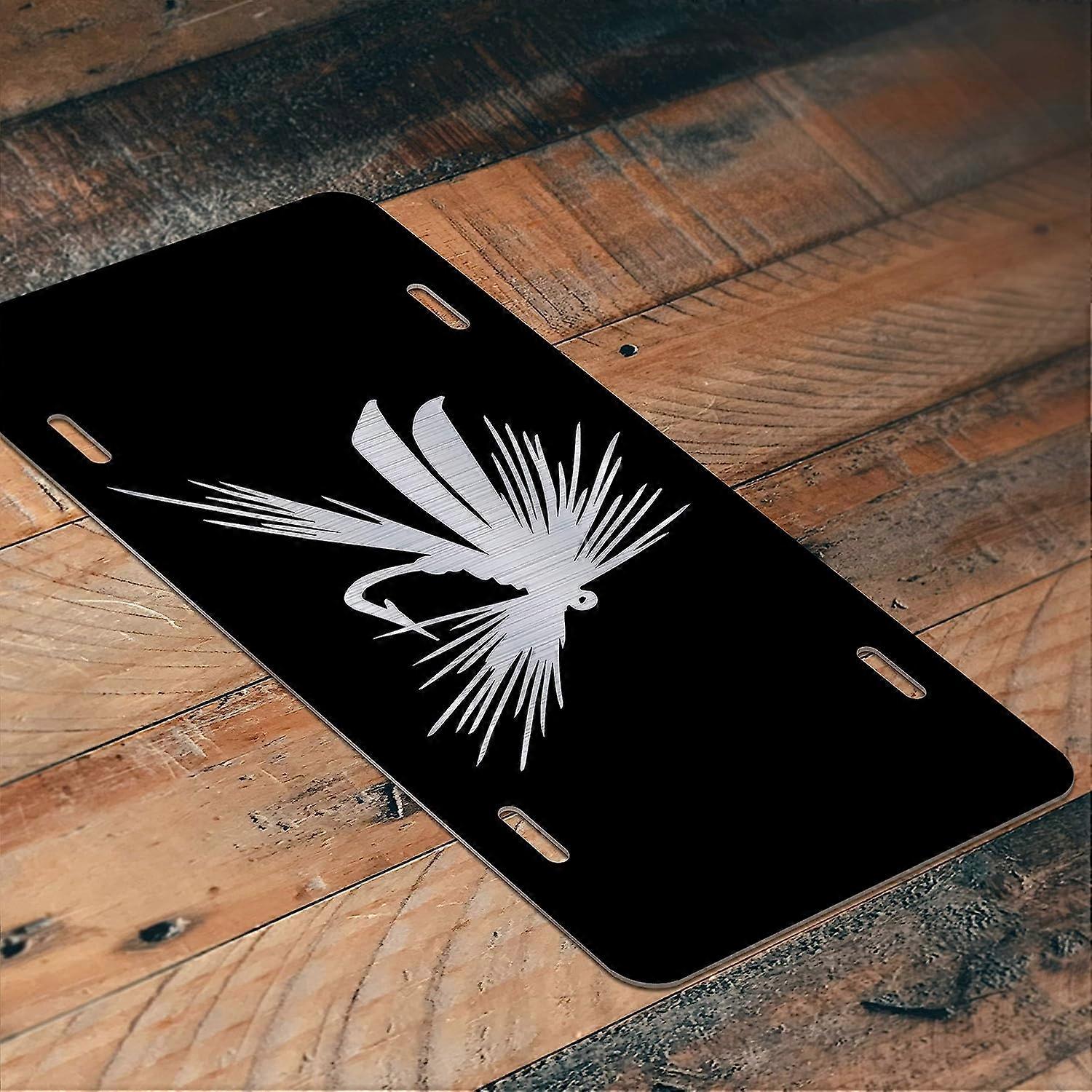 Placa de Licença de Alumínio Gravada para Pesca com Mosca | 6 polegadas por 12 polegadas | Carro Caminhão RV Trailer Wall Shop Man Cave | VLP763