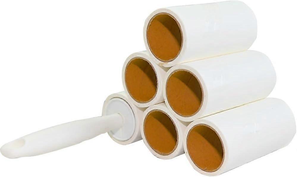 Sticky Roller 6 Refills, 1 Handle with 6 Extra Sticky Sticky Roller Set for Clothes, Sofa, Bed and Carpet, Sticky Roller for Pet Hair, Dust