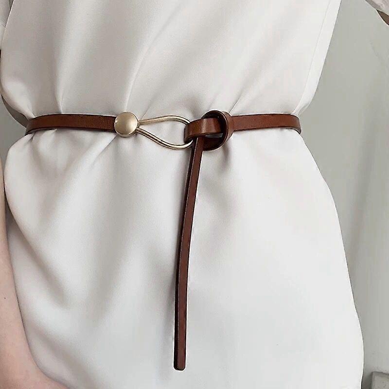 Women's leather versatile knotting decorative belt