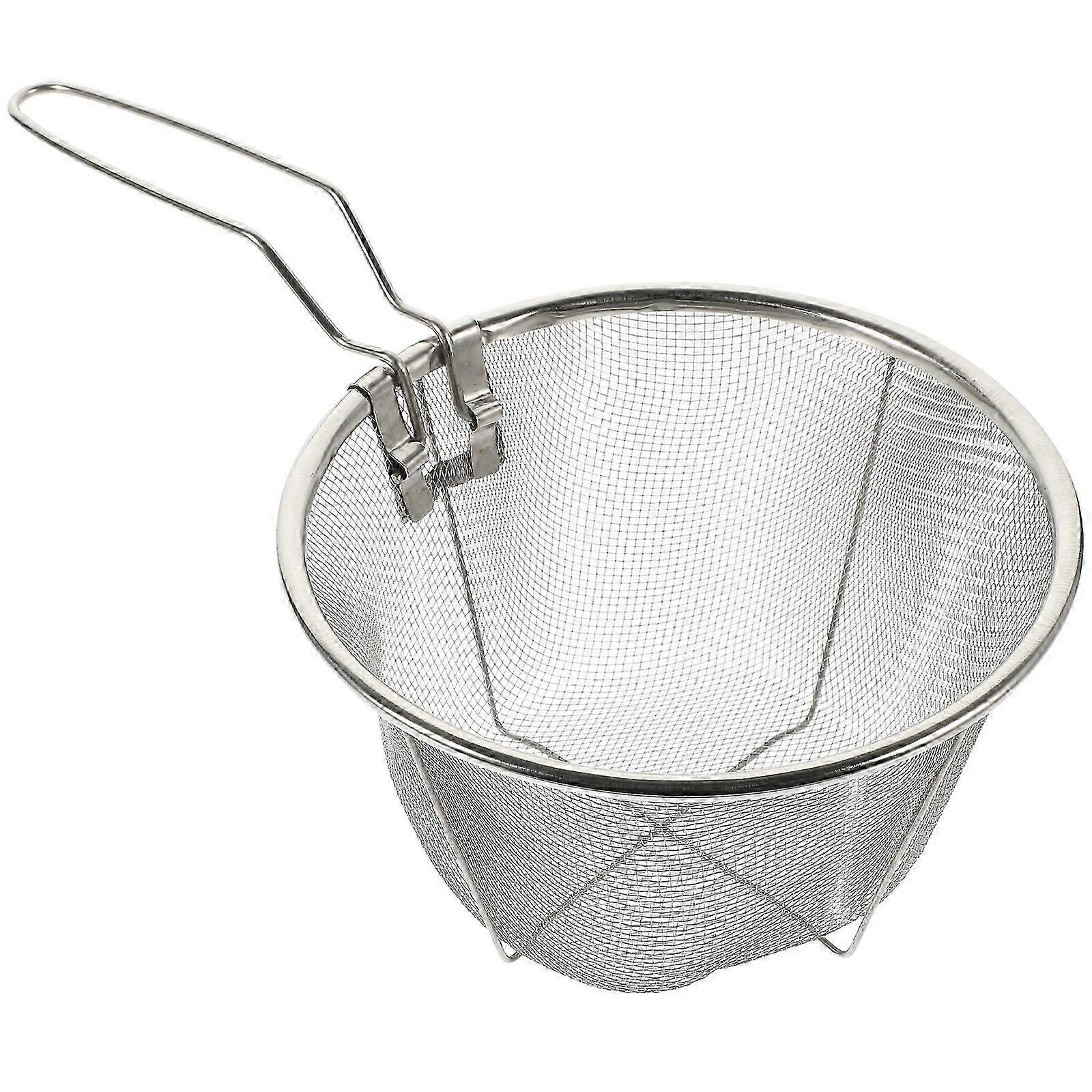 1Pc Stainless Steel Frying Basket Practical Folding Fried Basket Strainer