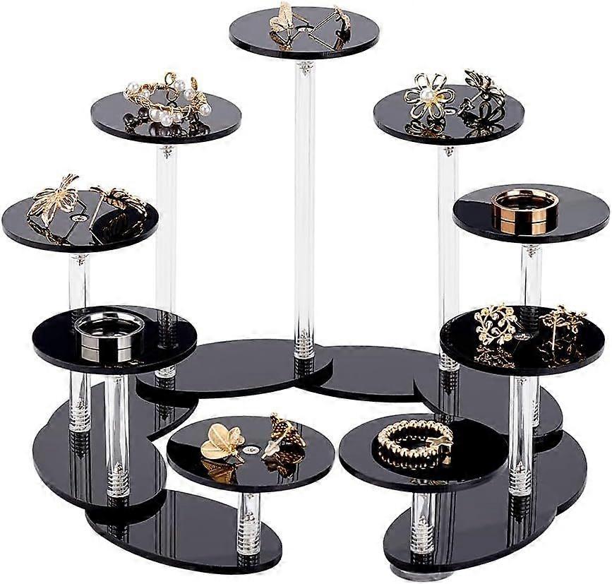 9-Tier Acrylic Display Stand Adjustable Display Riser Tiered Display Stand Black Display Stand with Protective Film Assemble Round Display Stand for P