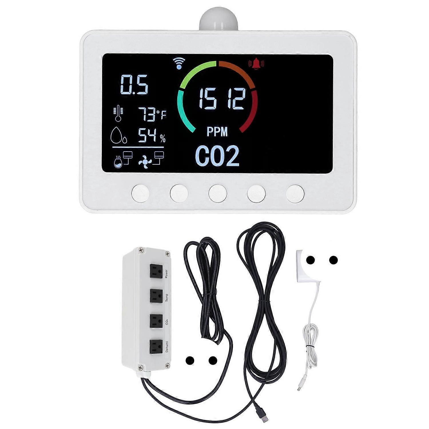 Smart CO2 Detector Carbon Dioxide Controller 2 Channel CO2 Monitor with Relay Power Socket for Tuya