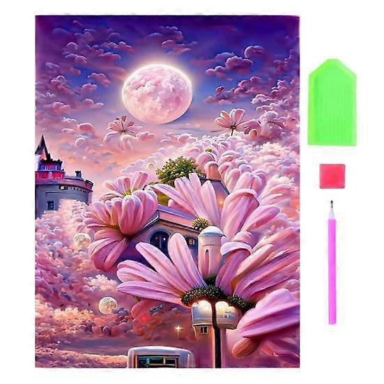 1 Set 5D DIY Diamond Painting Kit Tree Moon Pattern Romantic Rhinestone Picture Craft for Home Decoration