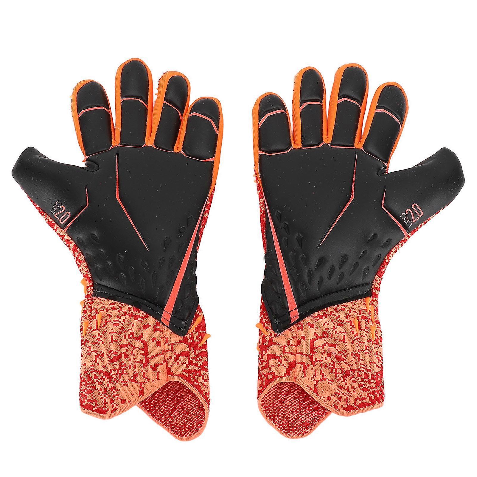 2pcs Soccer Gloves Nylon Polyurethane Fiber Latex Breathable Strong Grip Goalkeeper Gloves for Training Competition Orange 8
