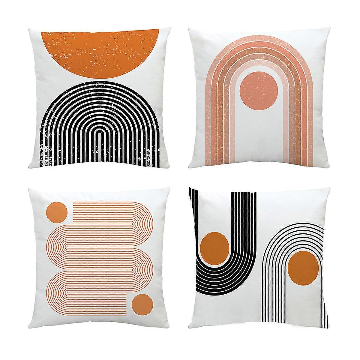 4-delt sett med firkantede sofaputetrekk til sofa stue