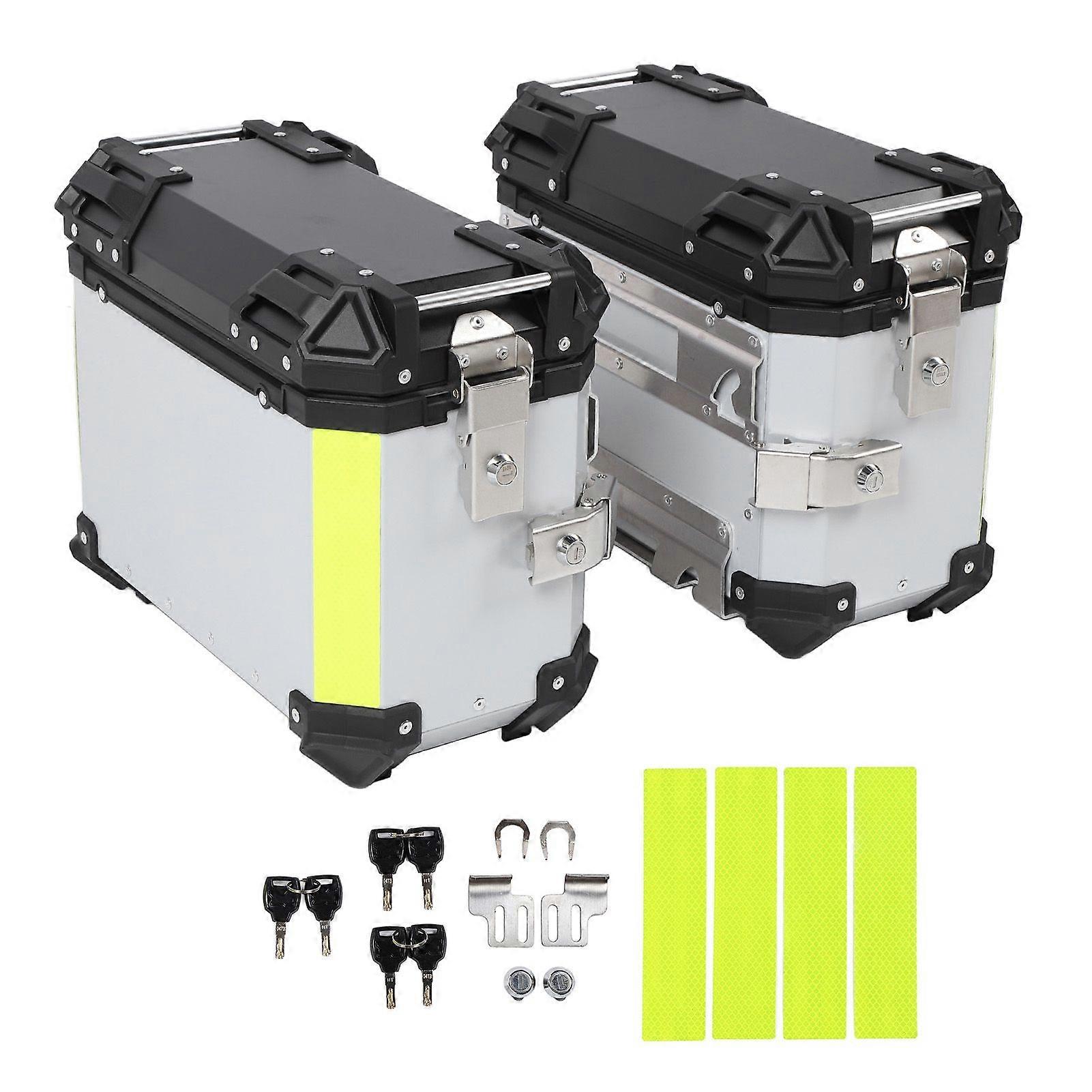 Motorcycle Side Box Aluminum Alloy 28L Hard Side Saddlebag Box with Safety Lock and Handle Replacement For Suzuki Silver MK6580