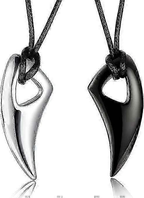 Herren Edelstahl Halskette Kette Speer Wolf Zahn Anhänger Verstellbare Kette 2er Set (XIATIAN)