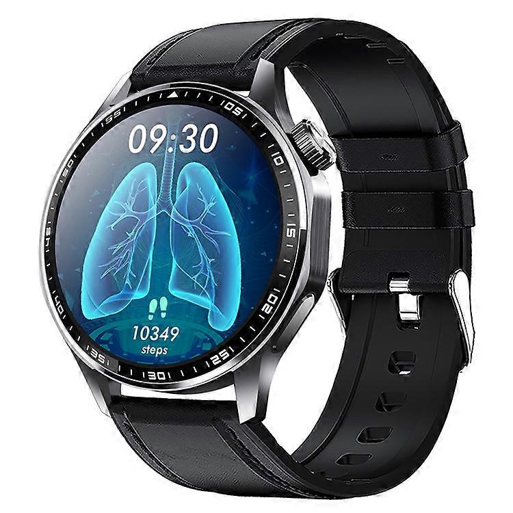 F61 1.55 Inch Round Screen Sports Smart Watch SOS Alarm Heart Rate Blood Oxygen Monitor with Leather Strap