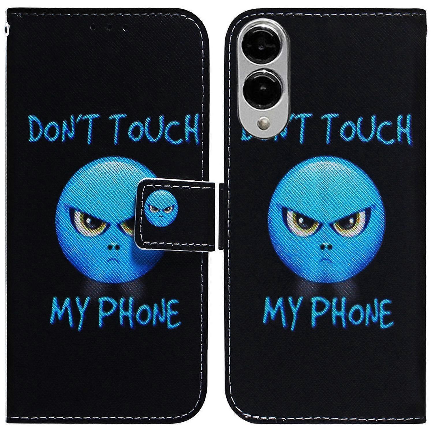 For Samsung Galaxy S25 Edge Wallet Case Pattern Print Leather Phone Cover - Don't Touch My Phone