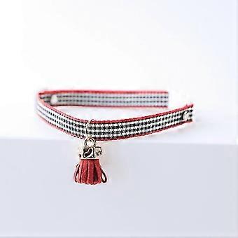 Colliers pour chien et chat Collier pour chaton Facile à porter Confortable Plaid Petit animal de compagnie Chien Chat Ceinture pour Kitty Noir Colliers pour chiens et chats (Couleur : Vin Rouge)