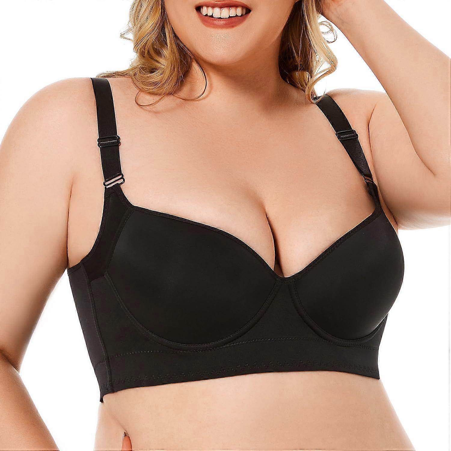 Women's Plus Size Ultimate Underwire Sports Bra, Max Control Push-Up Bras with Adjustable Straps Support Comfort Bralette