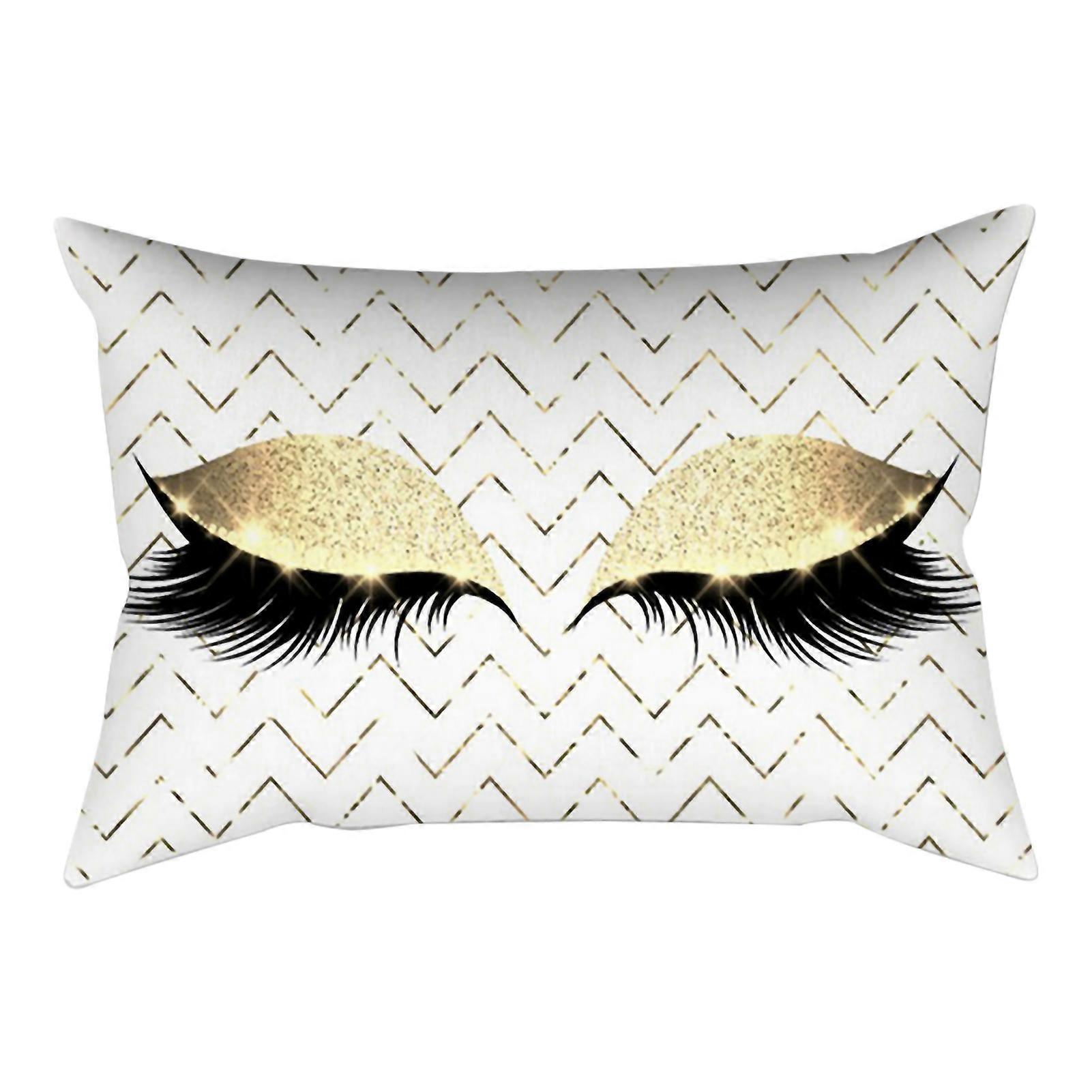 Eyelash Pattern Polyester Cushion Cover For Office Car Cafe Pillow Case