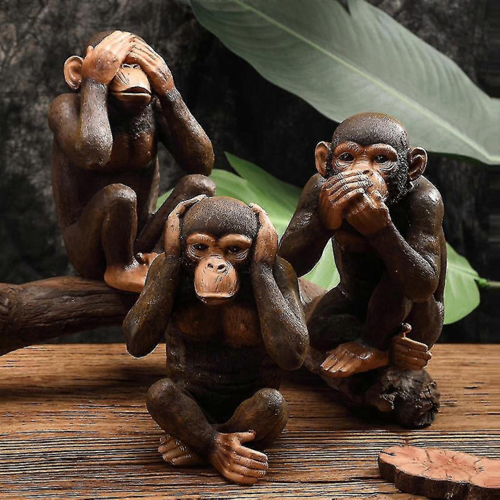 יום שישי השחור שרף מצחיק פסל קוף מופשט פסל חיה לא לראות לא להקשיב לא לומר קוף סלון אביזרים לקישוט הבית