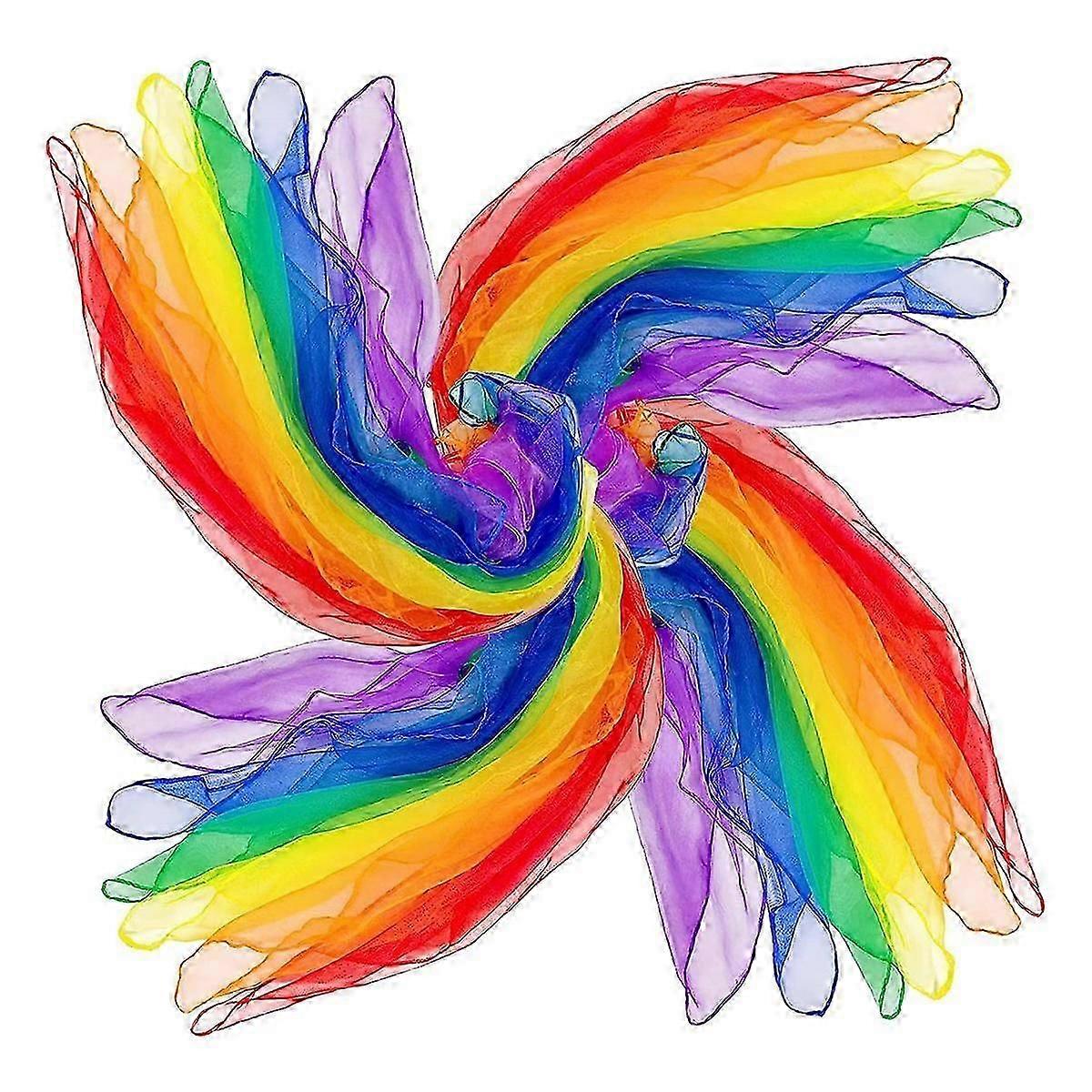 24Pcs Niños Haciendo Malabares Bufandas Baile Música Bufandas Bufandas Coloridas Bufandas de Movimiento Bufandas de Ritmo adecuadas para el Movimiento de los Niños