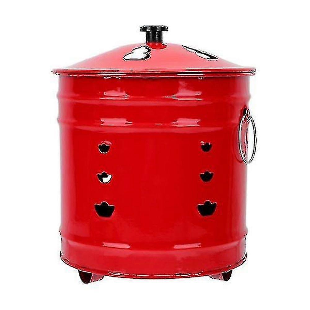 Red Firebox Incinerator Barrel with Lid, Perfect for Burning Bills and Papers