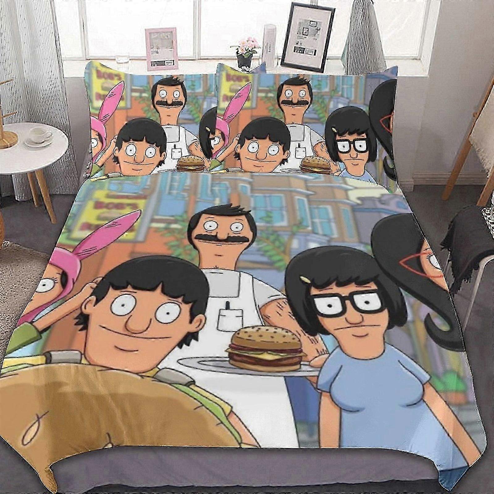b1912 Lençóis Bob; s Burgers 3 3 Peças 3 Peças Conjunto de Cama 1 Capa de Colcha e 2 Fronhas Lençóis gb1912