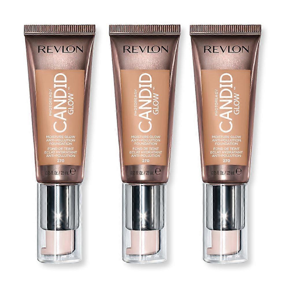3 x Revlon Photoready Candid Moisture Glow Foundation - 270 Medium Beige