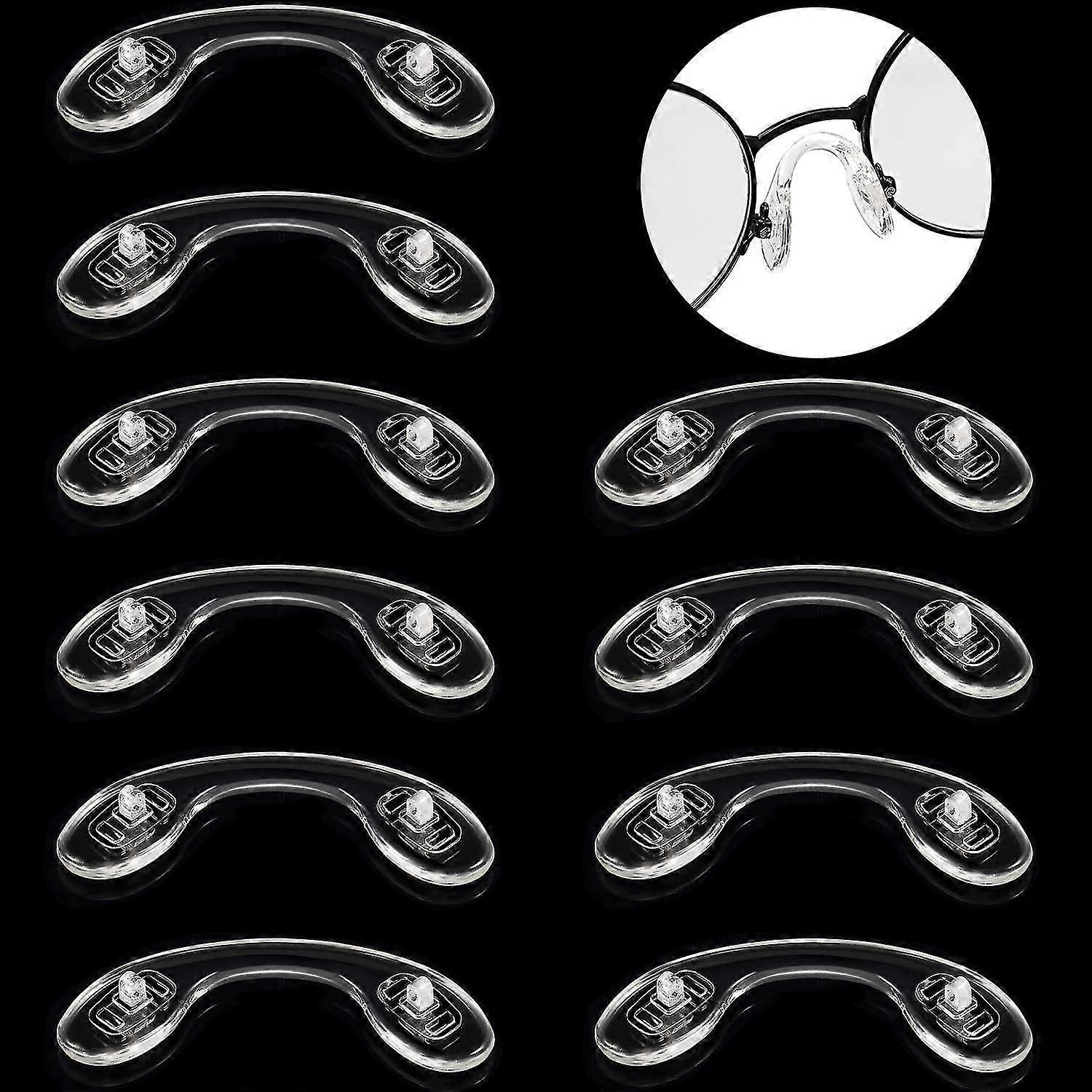 10 Pairs Soft Silicone Nose Pads U-shaped Nose Bridge Pads Screw-on Glasses Nose Pads Non-slip Nose Bridge Glasses Nose Guard (1.57inch)