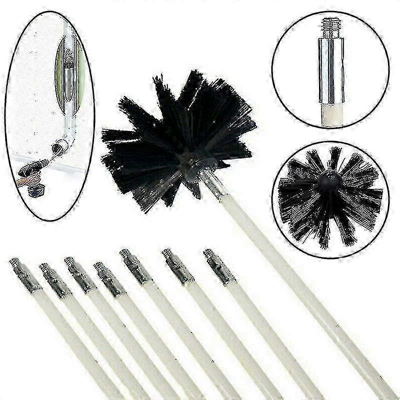 Chimney Cleaning Kit Featuring a Pole and Brush Set