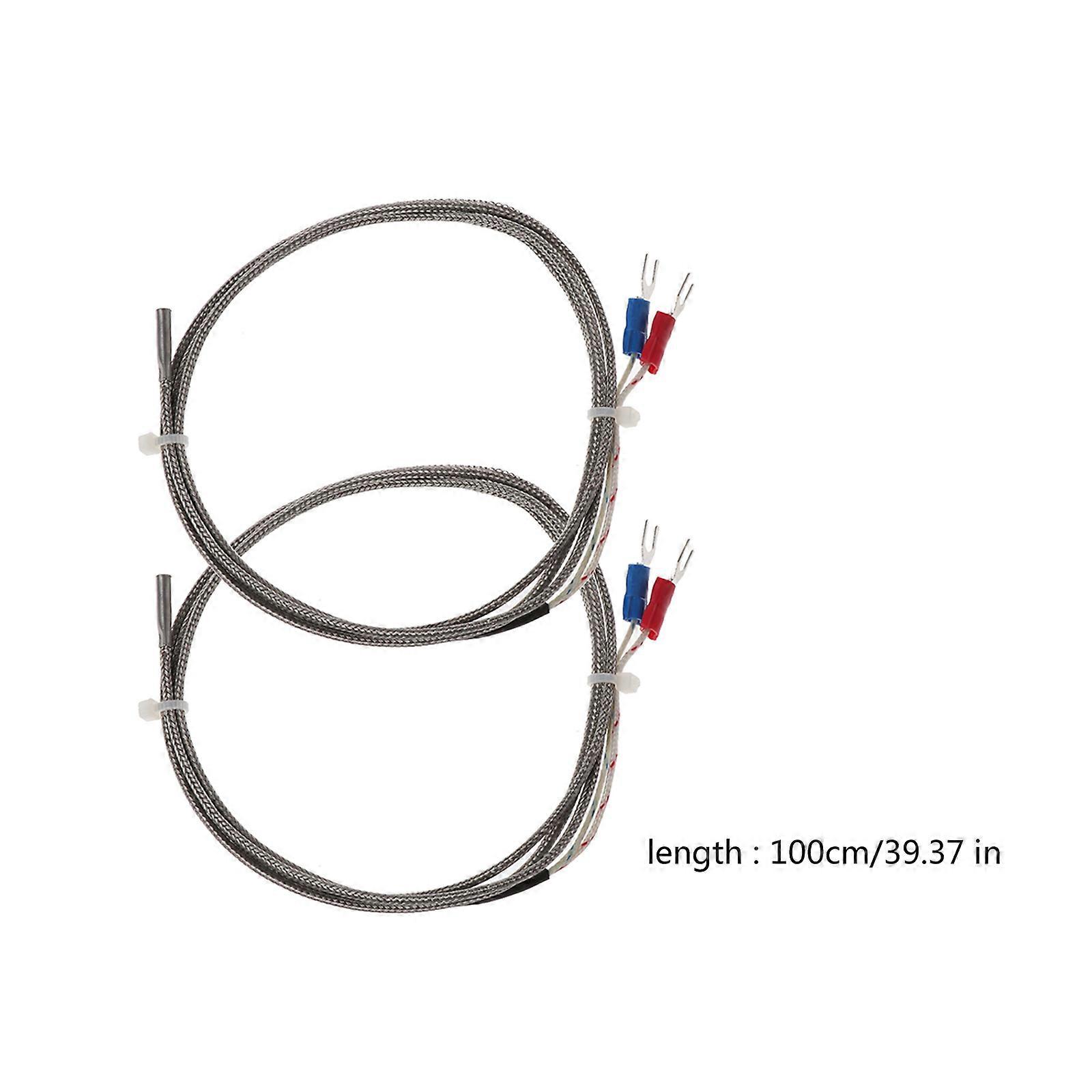 Durable K-Type Thermocouple Probe Sensor Temperature Controller 0 to 600°C Wire Cable Measuring Analysis Instrument 2pcs