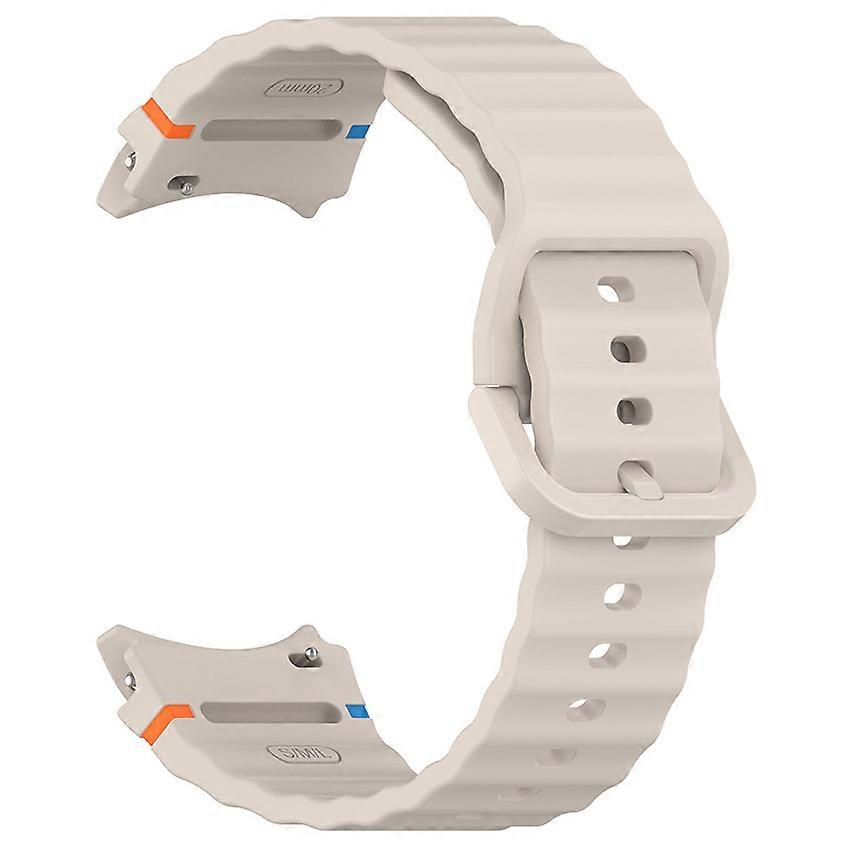 Watch Strap for Samsung Galaxy Watch 7 Silicone Watch Band Wave Pattern Line Colorful Buckle (Starlight Color)