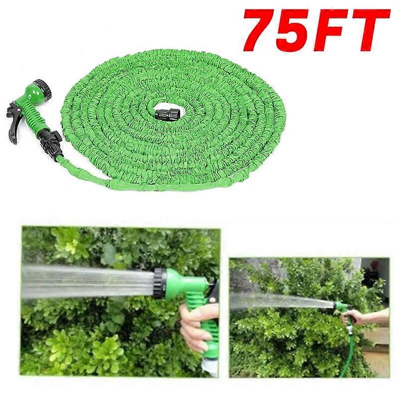 22.5m retractable expandable garden hoses with 7-function gun green