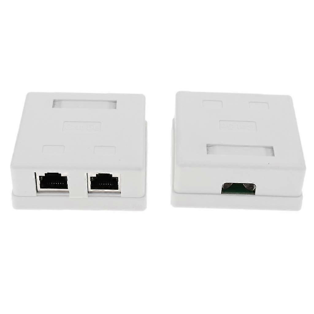 2pc Cat5e DOUBLE Port Surface Mount Outlet Box Face Plate Backbox Combo