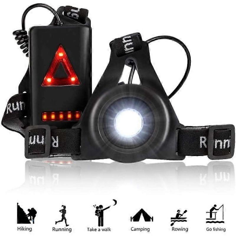 Running vest with LED light for running, cycling, hiking, c Black