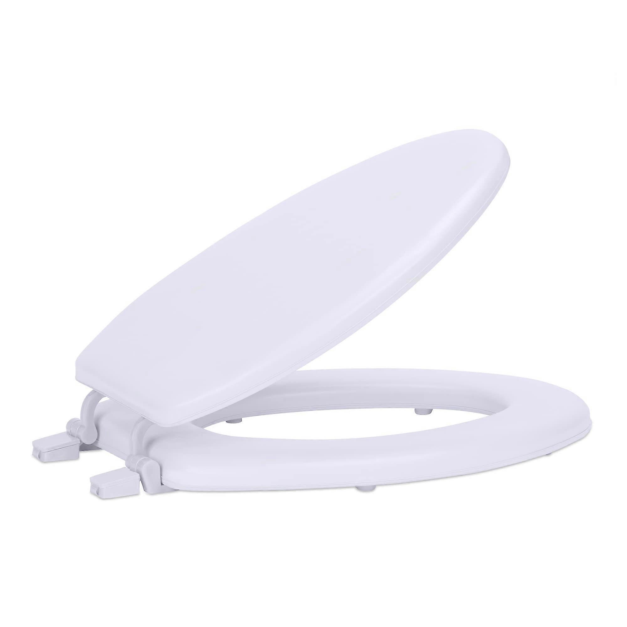 Soft Elongated Vinyl Toilet Seat, 19 Inch White with Comfort Foam, Fits All Elongated Fixtures, Easy Install by Fantasia