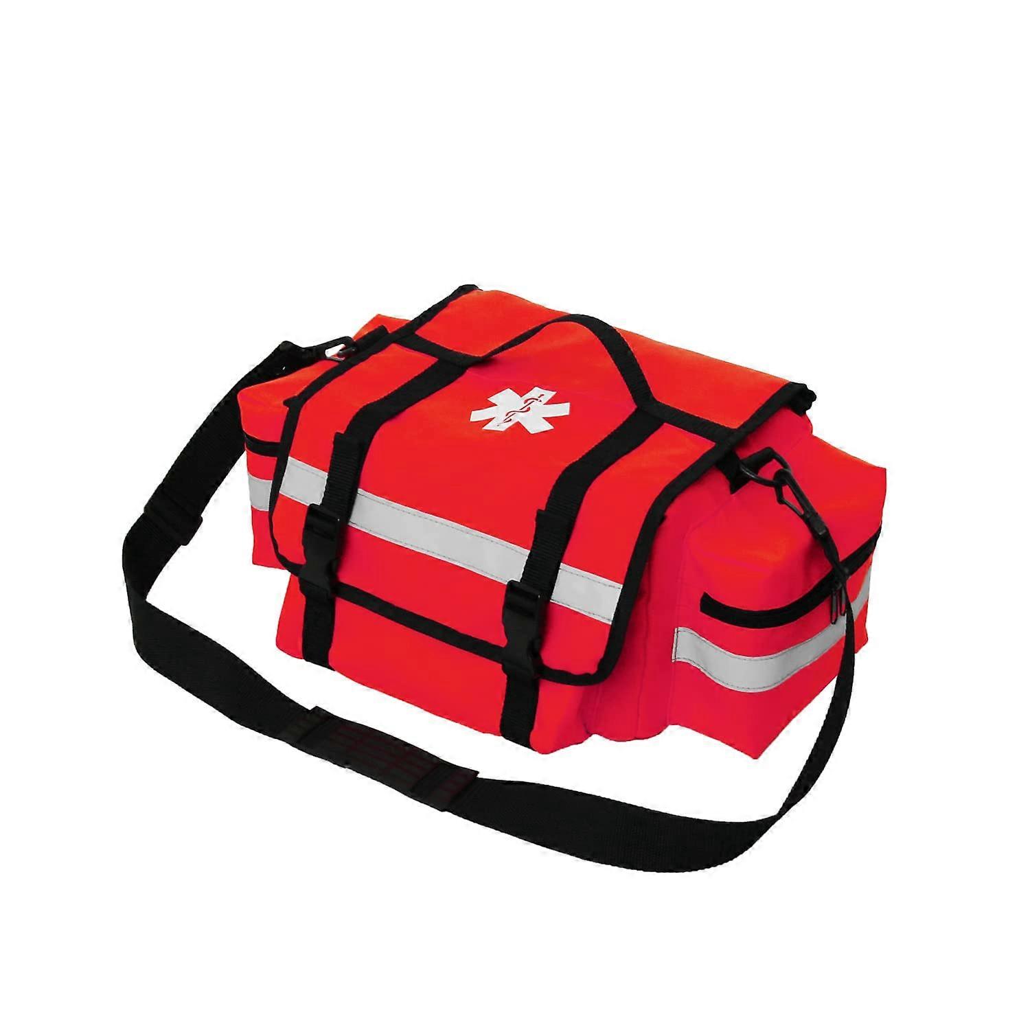 First Aid Bag Empty for EMT and EMS, Trauma Medical Bag with Reflective Strips, Red First Responder Kit for Rescue Squads