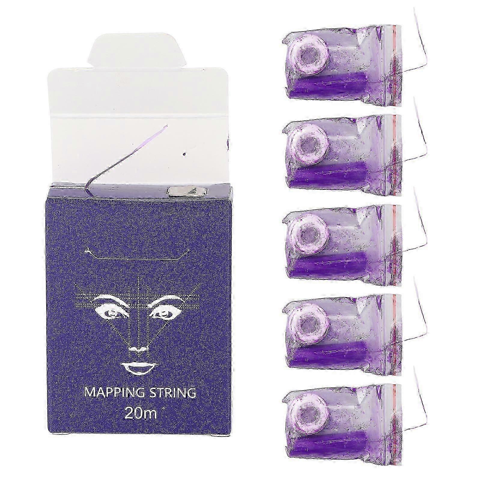 5pcs Professional Eyebrow Mapping String Set Symmetrical Eyebrow Microblading String ToolPurple Ink