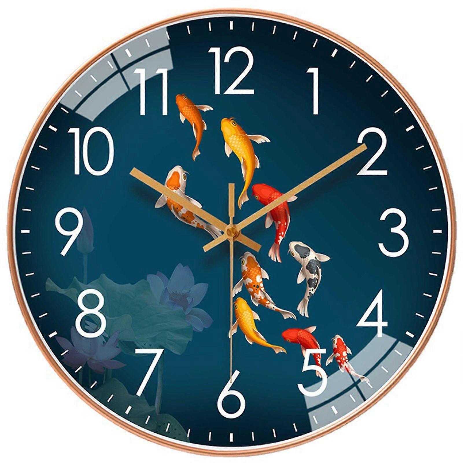 Luxurious Analog Wall Clock Silent Sweep Movement Round Clock with Animal Pattern for Home Office Kitchen Clock