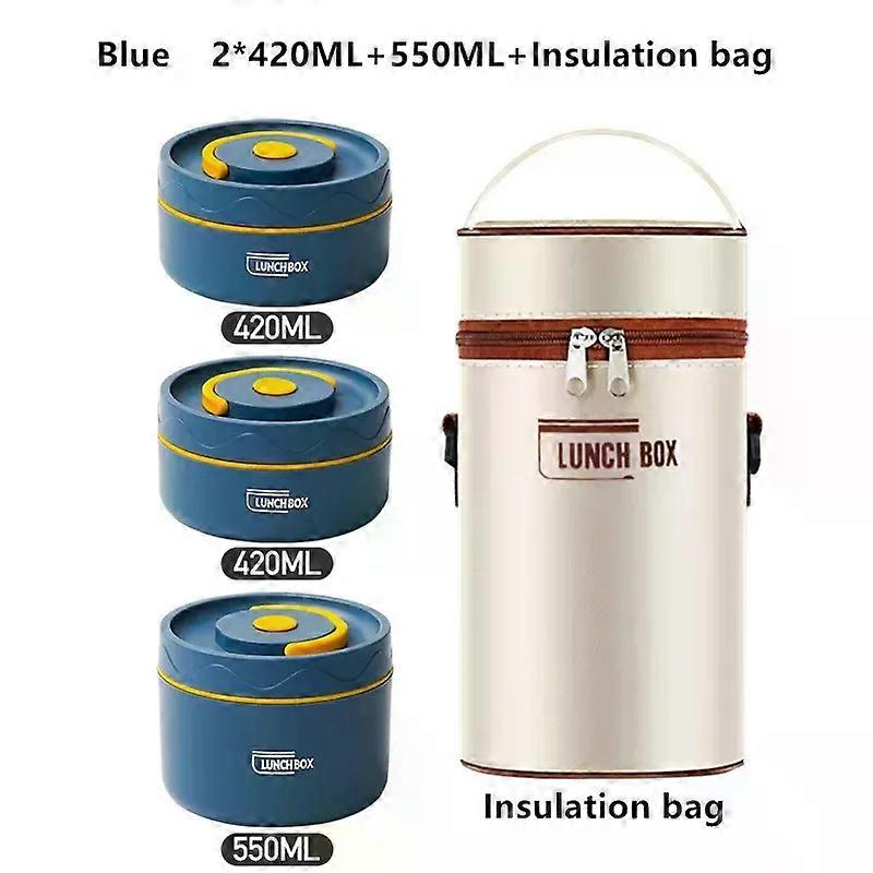 Portable Insulated Lunch Box Set with 3 Stackable Separate Food Containers for Kids Adults, Thermal Lunch Container Combo