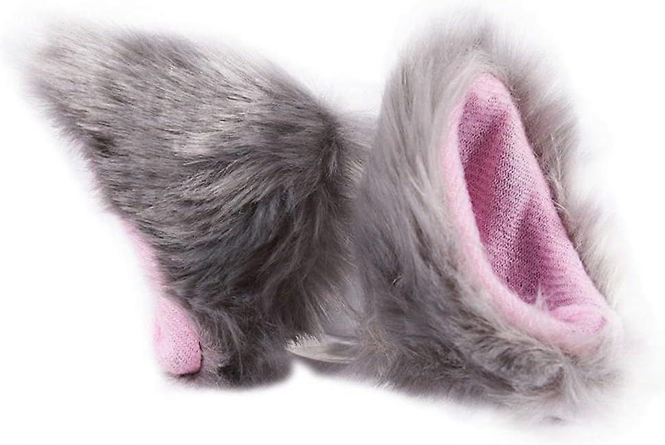 Gray Helmet Accessories, Cute Plush Cat Ear Shaped Cat Ear Helmet Decoration Motorcycle Bike Helmet Suitable for All