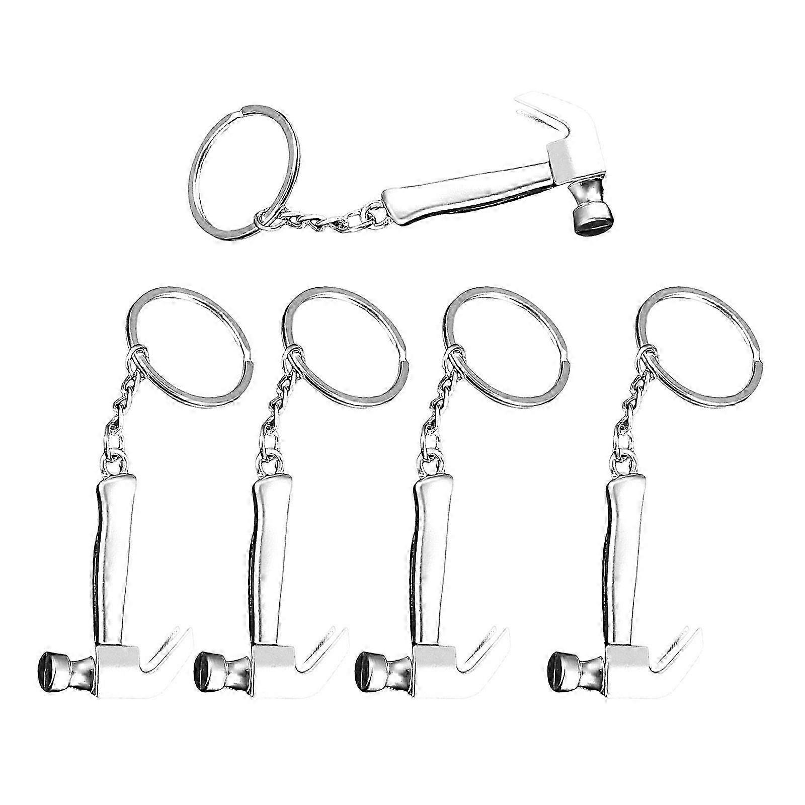 Set of 5 Unique Hammer Keychains Portable Metal Key Rings for Kids Teens Adults Mini Claw Hammer Keychain