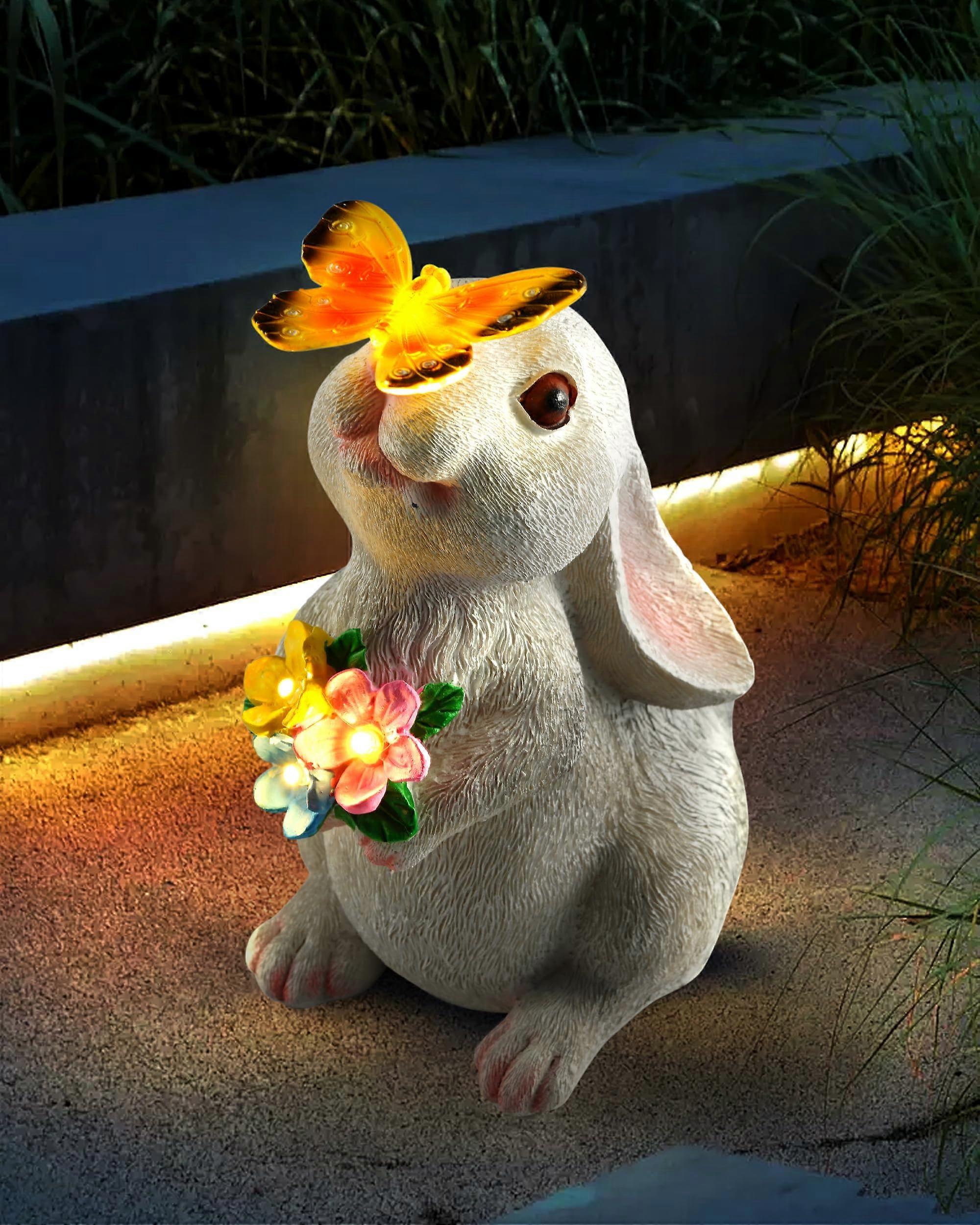 Solar Powered Rabbit Light, 9' Weatherproof Lighted Outdoor Easter Bunny Statue for Yard