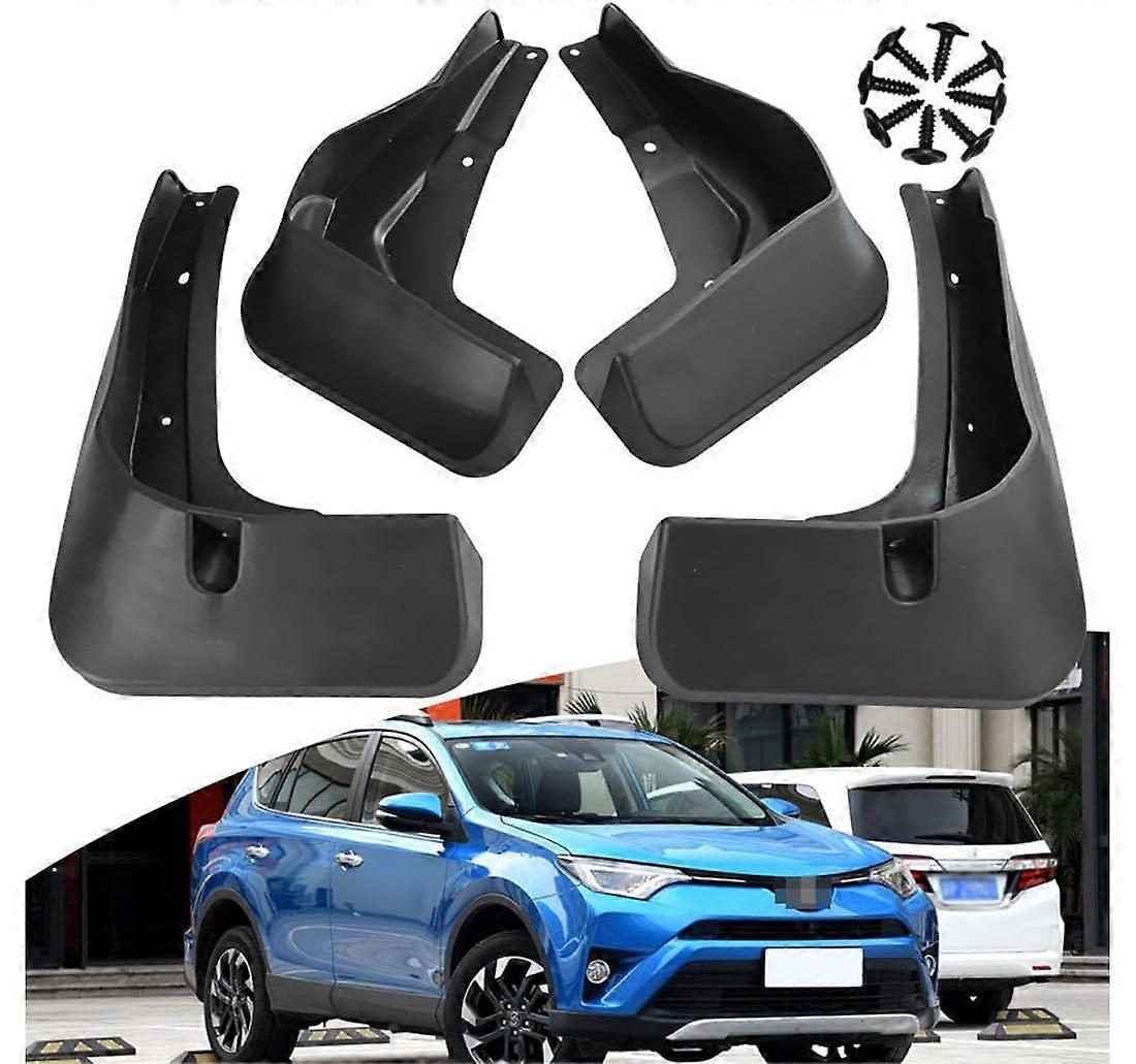 Mud Flaps For 2016-2018 Toyota RAV4 Front And Rear Mud Guards 4 Pc Set Black
