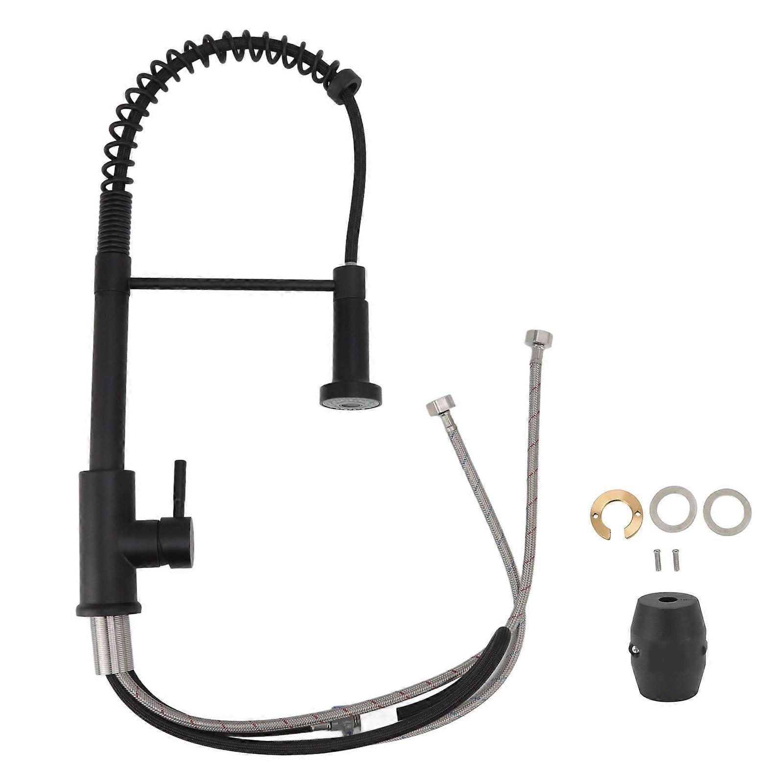 Single Handle Spring Faucet 360° Universal Extendable Kitchen Faucet with Pull Down Hose Black