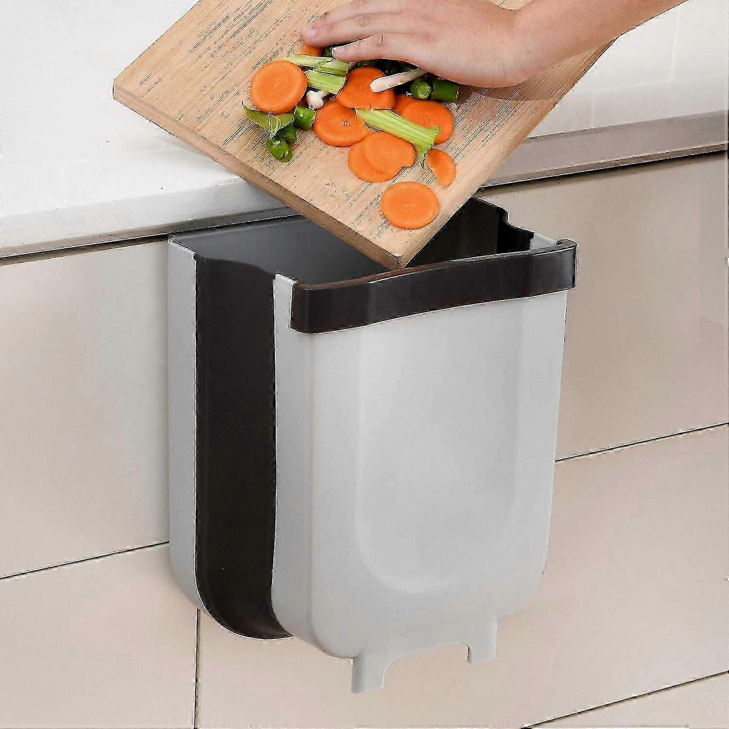 Collapsible Small Kitchen Trash Bin for Convenient Hanging Storage and Space-Saving Organization