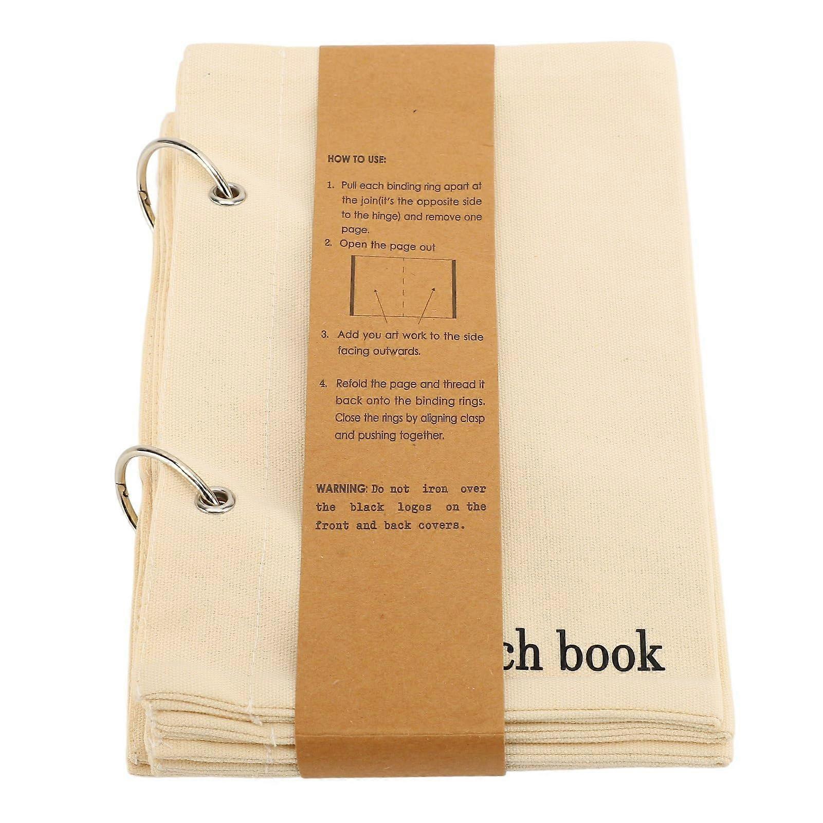 Blank Fabric Sketchbook DIY Art Journaling Sketch Book, Linen Folding Travel Journal Planner Notebook Stitchbook 6.89x5.71in