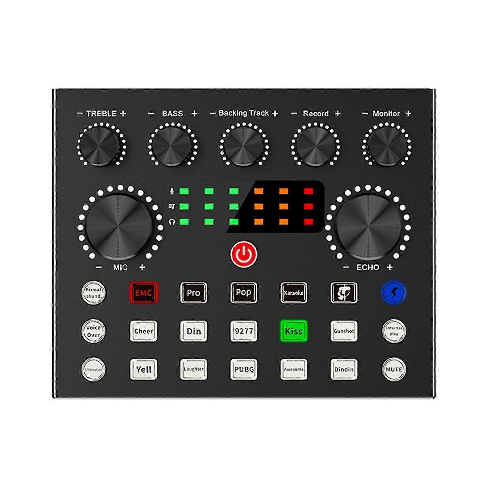 Mobile Phone Voice Changer with Enhanced V8S Sound Card Black for Live Streaming with Bluetooth Compatibility