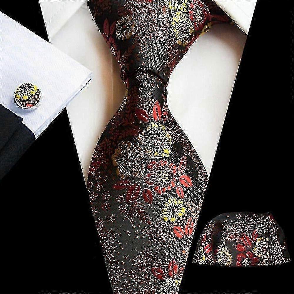 طقم ربطة عنق بيزلي مخطط من 3 قطع للرجال هدية عمل وحفل زفاف