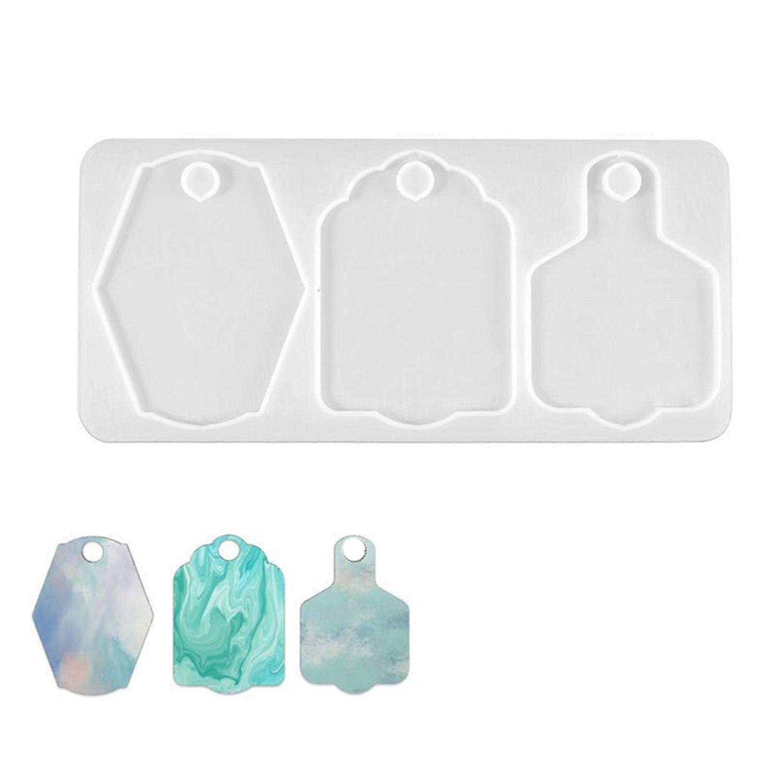 Keychain Silicone Mold Epoxy Resin Molds Casting Molds with Hole for DIY Name Plate Cup Lid Nameplate Molds Making Tool Multicolor